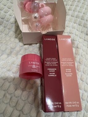 LANEIGE Pink Lip Sleeping Mask & Cinnamon Sugar + Sugar Glaze Tinted Serums